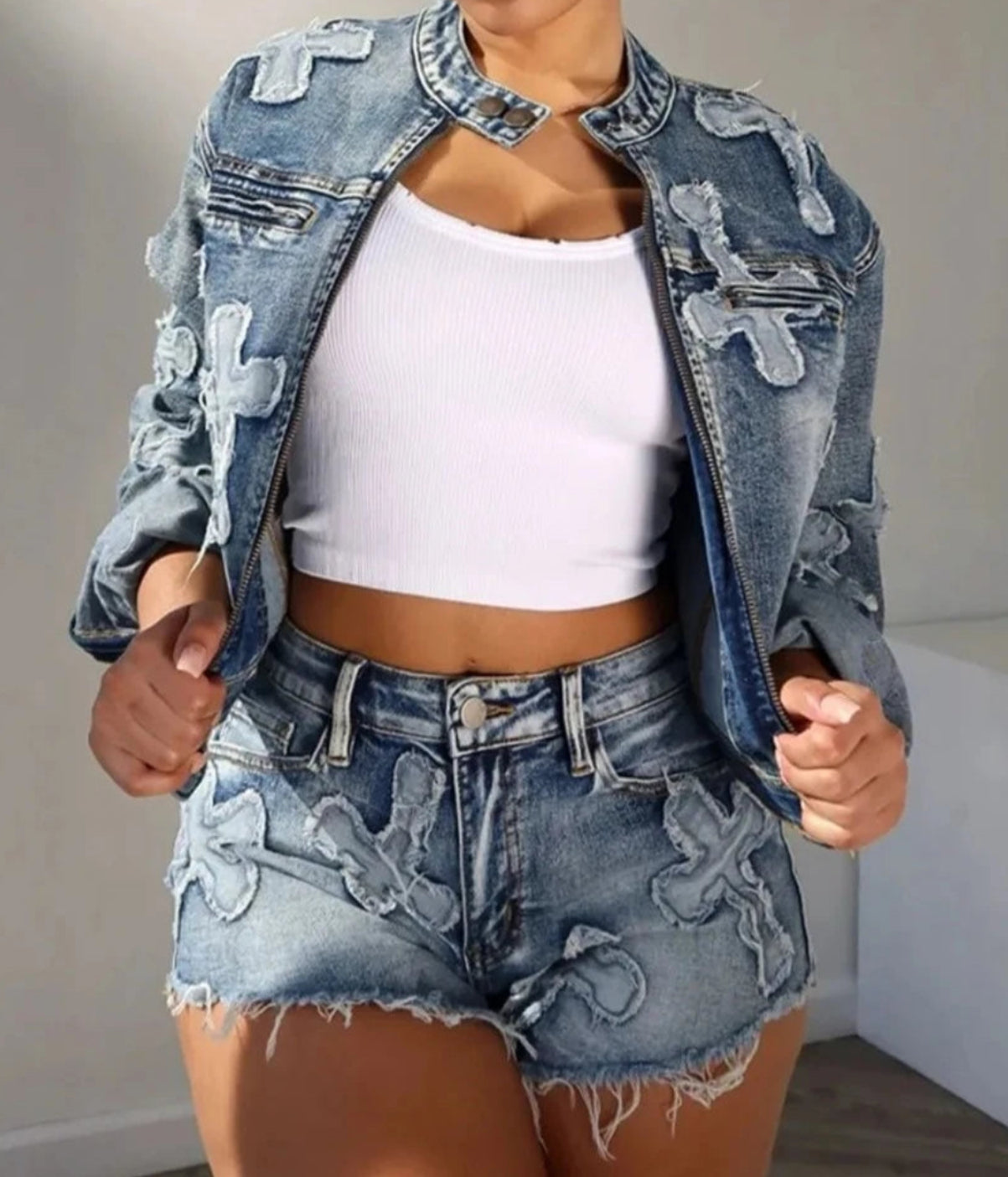 DON'T CROSS ME SHORTS SET
