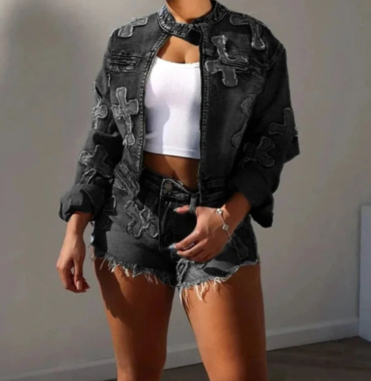 DON'T CROSS ME SHORTS SET